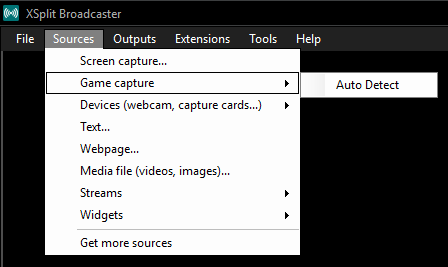XSplit Broadcaster adding video source